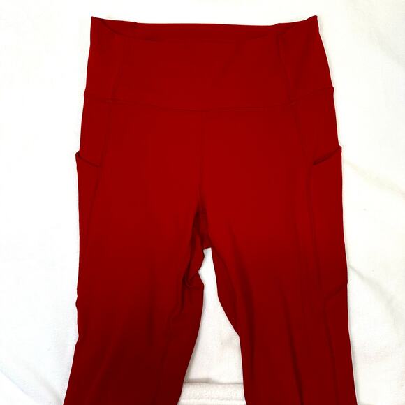 Fabletics PureLuxe Red Leggings 7/8 with Pockets, High Waisted, Size M/8 - Picture 6 of 10